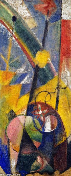 WikiOO.org - Encyclopedia of Fine Arts - Lukisan, Artwork Franz Marc - Landscape with Rainbow (Right-hand part of the Three-part fire screen)