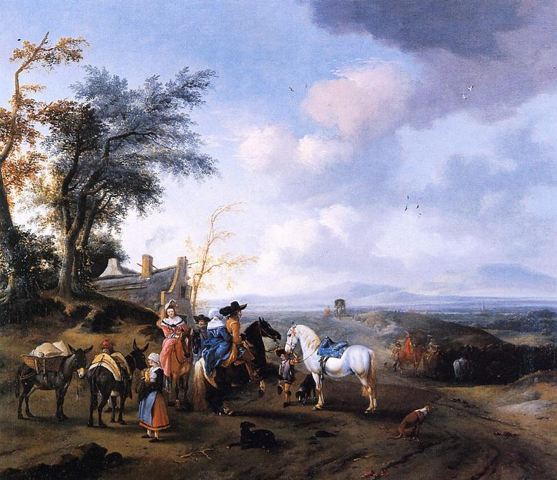 WikiOO.org - Енциклопедія образотворчого мистецтва - Живопис, Картини
 Pieter Wouwerman - Landscape with resting travellers