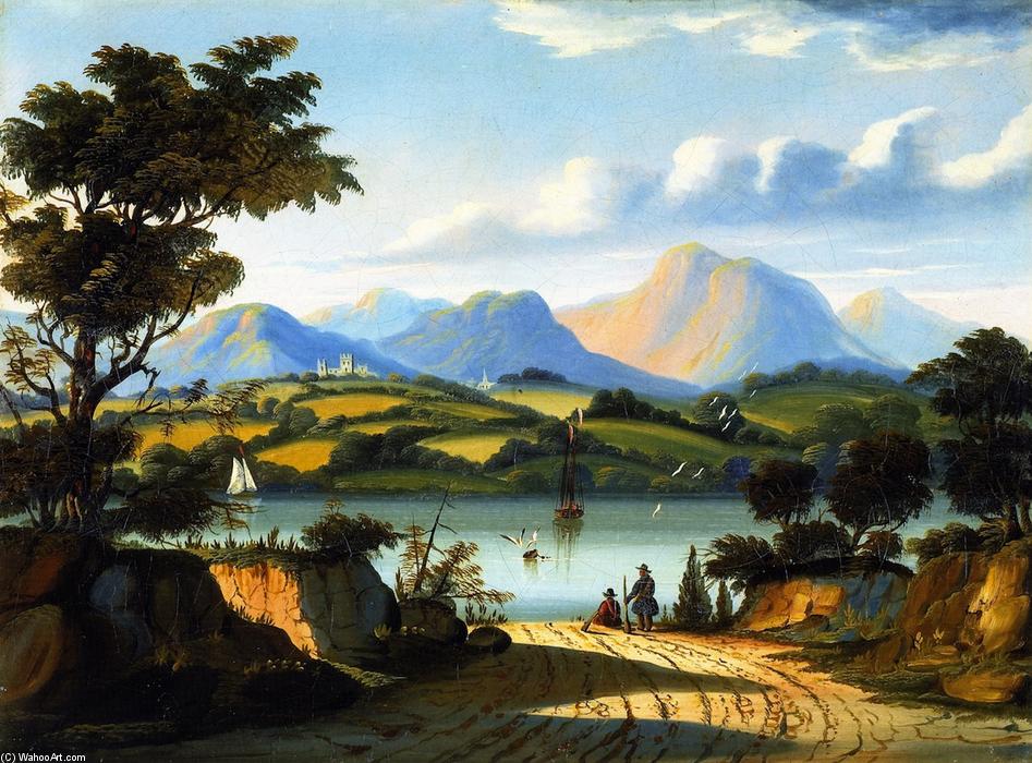 WikiOO.org - Encyclopedia of Fine Arts - Maalaus, taideteos Thomas Chambers - Landscape with a Road Leading to Water