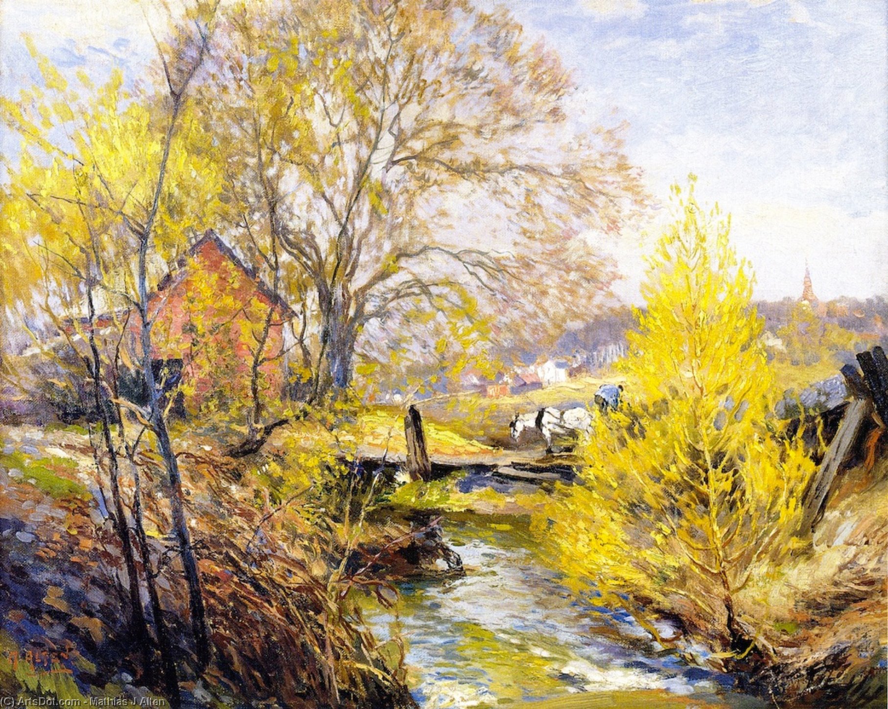Wikioo.org - The Encyclopedia of Fine Arts - Painting, Artwork by Mathias Joseph Alten - Landscape with Stream