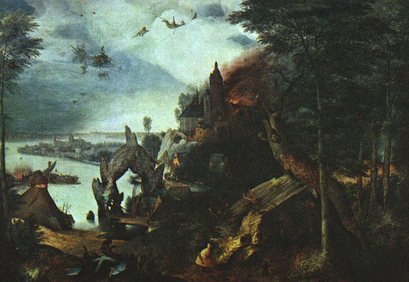 WikiOO.org - دایره المعارف هنرهای زیبا - نقاشی، آثار هنری Pieter Bruegel The Elder - Landscape with the Temptation of Saint Anthony