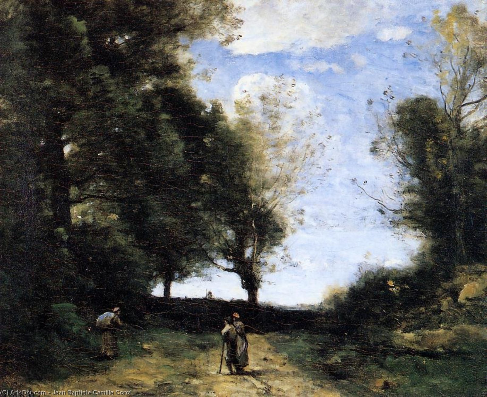WikiOO.org - Енциклопедия за изящни изкуства - Живопис, Произведения на изкуството Jean Baptiste Camille Corot - Landscape with Three Figures