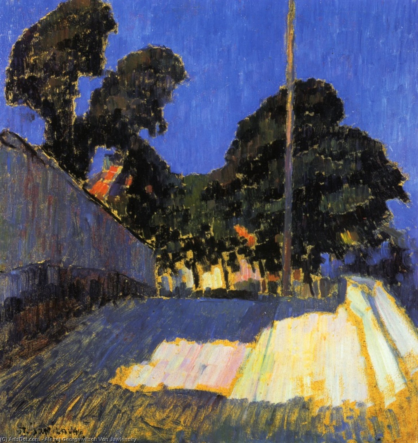 Wikioo.org - The Encyclopedia of Fine Arts - Painting, Artwork by Alexej Georgewitsch Von Jawlensky - Landscape with Tree