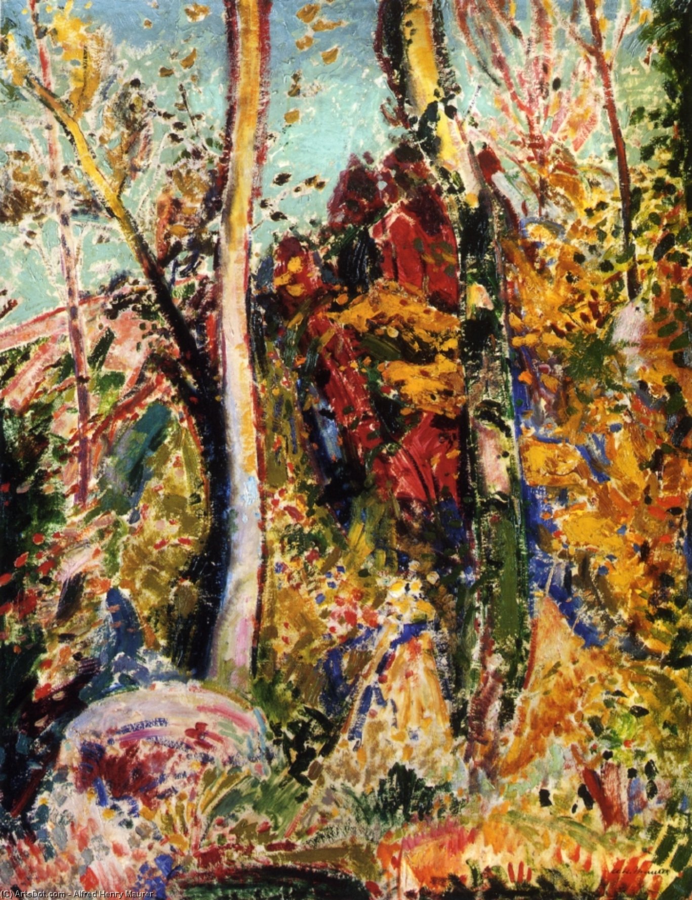 Wikioo.org - Bách khoa toàn thư về mỹ thuật - Vẽ tranh, Tác phẩm nghệ thuật Alfred Henry Maurer - Landscape with Trees