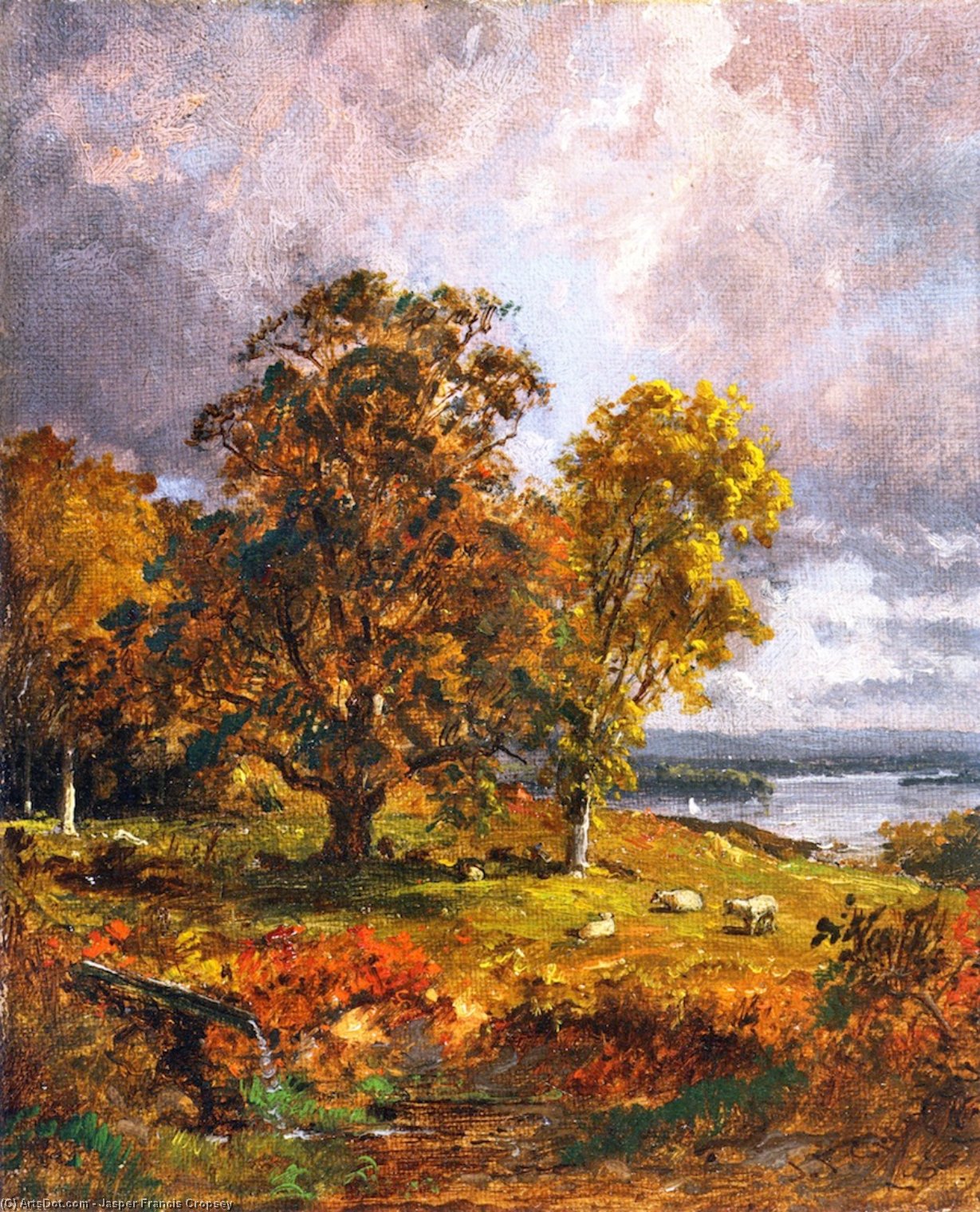 Wikioo.org - The Encyclopedia of Fine Arts - Painting, Artwork by Jasper Francis Cropsey - Landscape with Trees