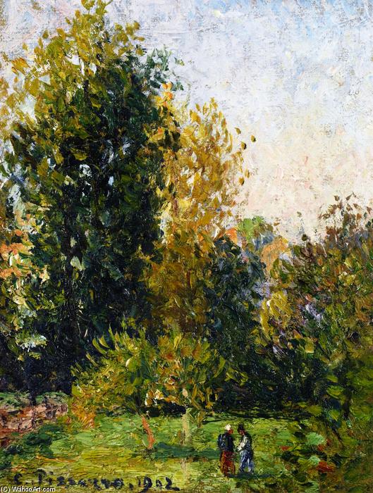 Wikioo.org - The Encyclopedia of Fine Arts - Painting, Artwork by Camille Pissarro - Landscape with Two Figures, Éragny, Autumn