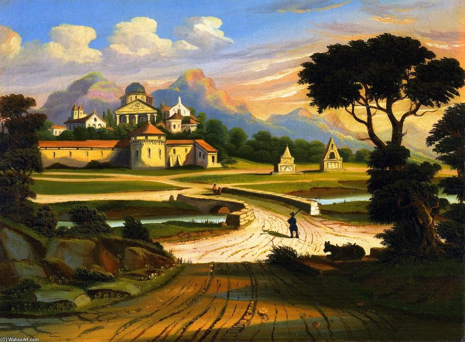 Wikioo.org - The Encyclopedia of Fine Arts - Painting, Artwork by Thomas Chambers - Landscape with Walled Town