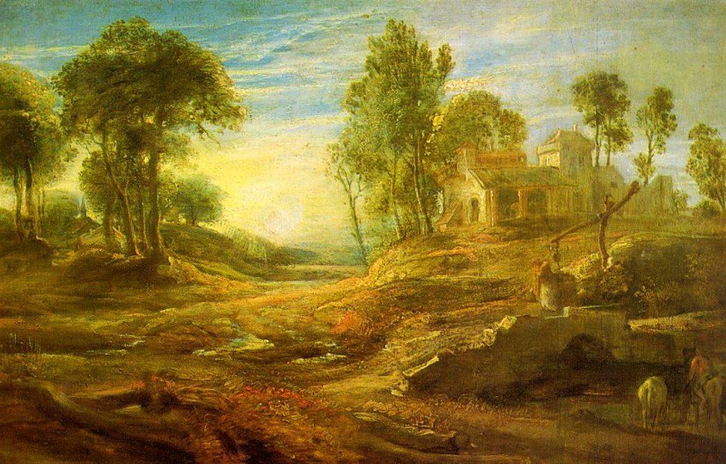 Wikioo.org - สารานุกรมวิจิตรศิลป์ - จิตรกรรม Peter Paul Rubens - Landscape with a Watering Place