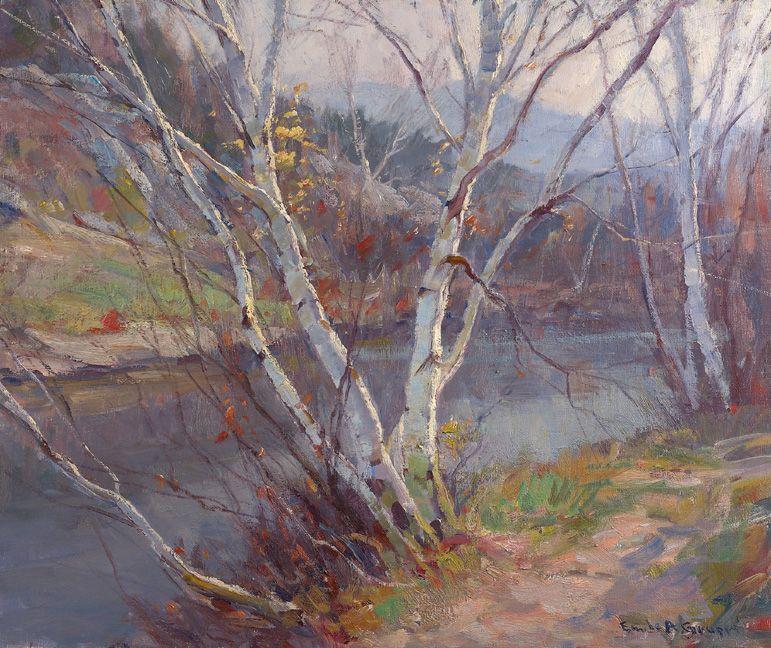 Wikioo.org - The Encyclopedia of Fine Arts - Painting, Artwork by Emile Albert Gruppé - Large Birches, Vermont