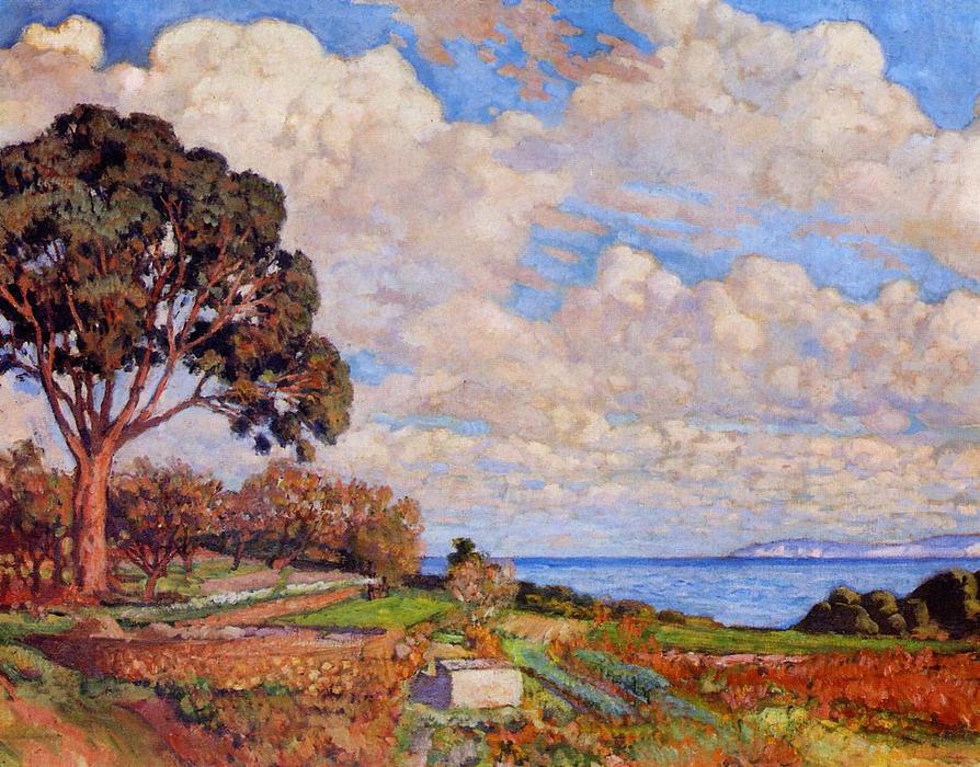 WikiOO.org - Encyclopedia of Fine Arts - Maleri, Artwork Theo Van Rysselberghe - Large Tree near the Sea