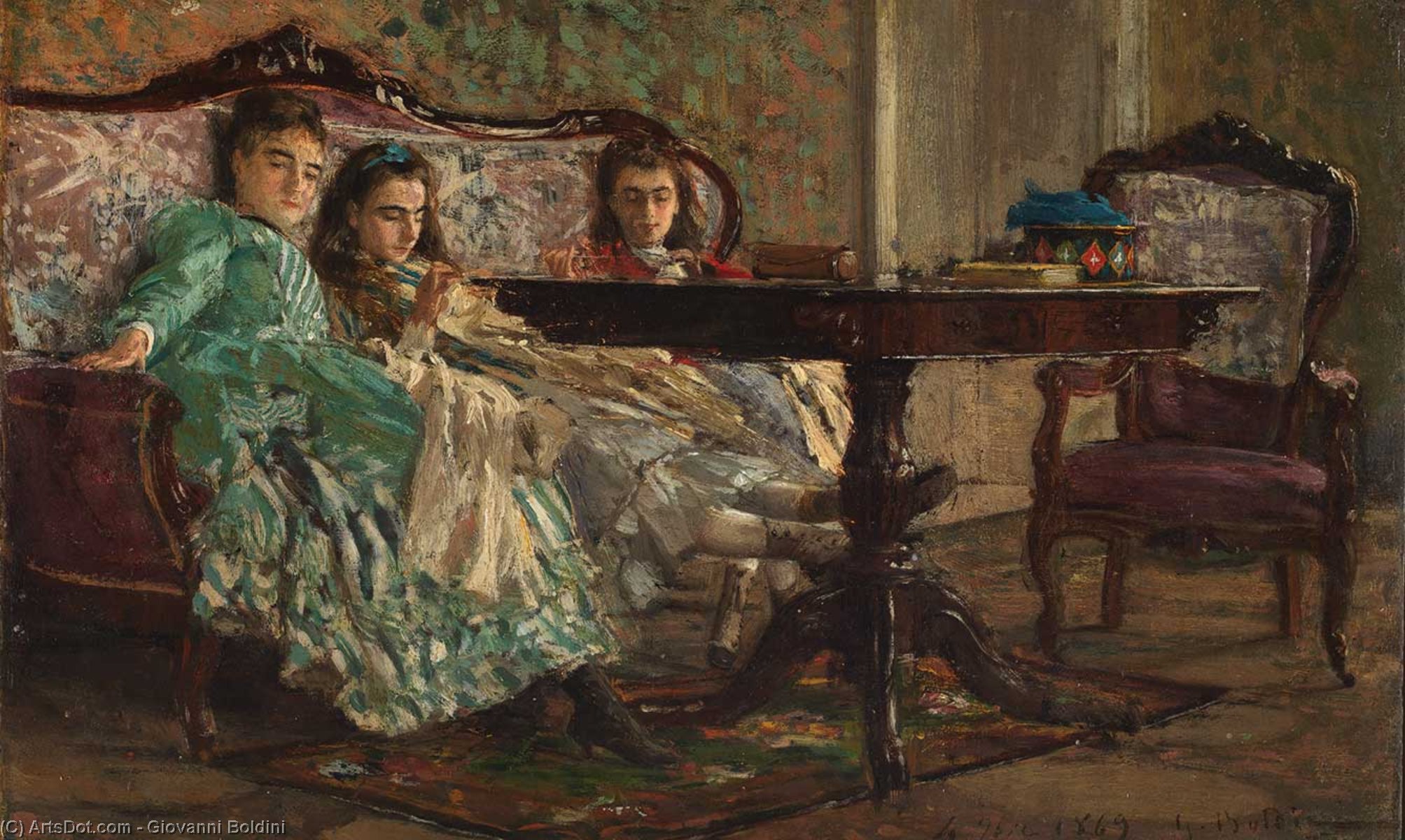 Wikioo.org - The Encyclopedia of Fine Arts - Painting, Artwork by Giovanni Boldini - The Lascaraky Sisters