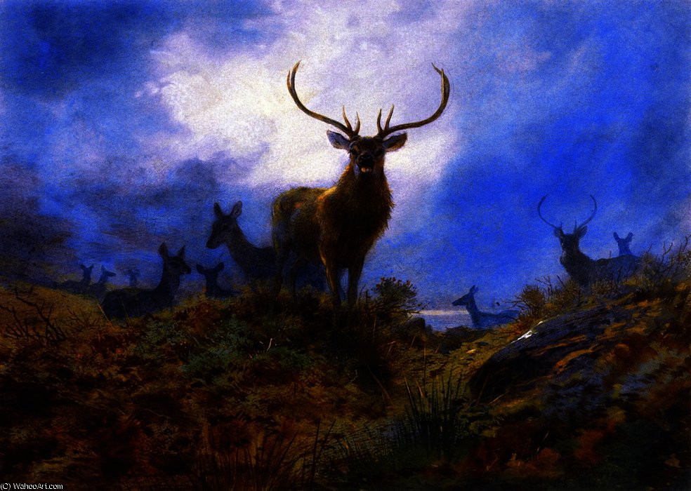 WikiOO.org - אנציקלופדיה לאמנויות יפות - ציור, יצירות אמנות Archibald Thorburn - The Last Chance before Dark