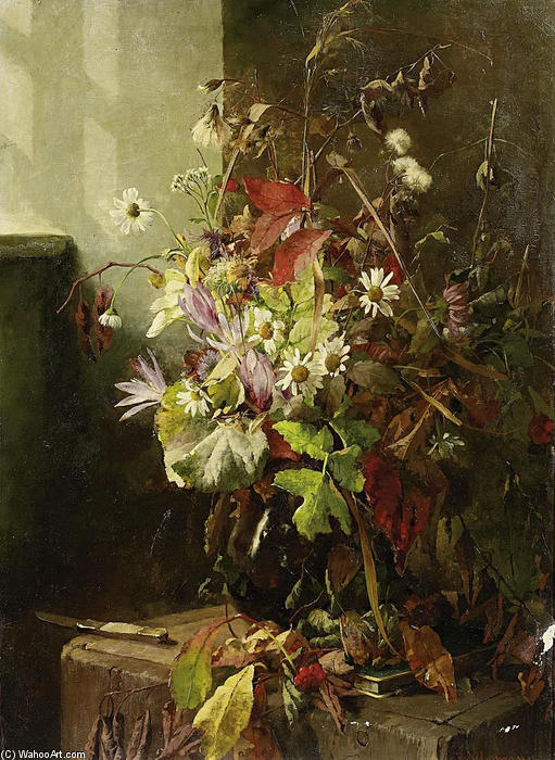 WikiOO.org - Encyclopedia of Fine Arts - Maleri, Artwork Bertha Wegmann - Last greeting of autumn