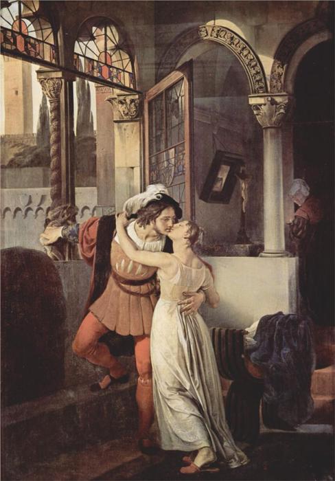 WikiOO.org - دایره المعارف هنرهای زیبا - نقاشی، آثار هنری Francesco Hayez - Last Kiss of Romeo and Juliet