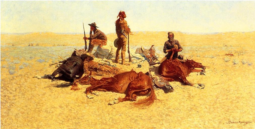 Wikioo.org - The Encyclopedia of Fine Arts - Painting, Artwork by Frederic Remington - The Last Lull in the Fight (also known as The Last Stand)