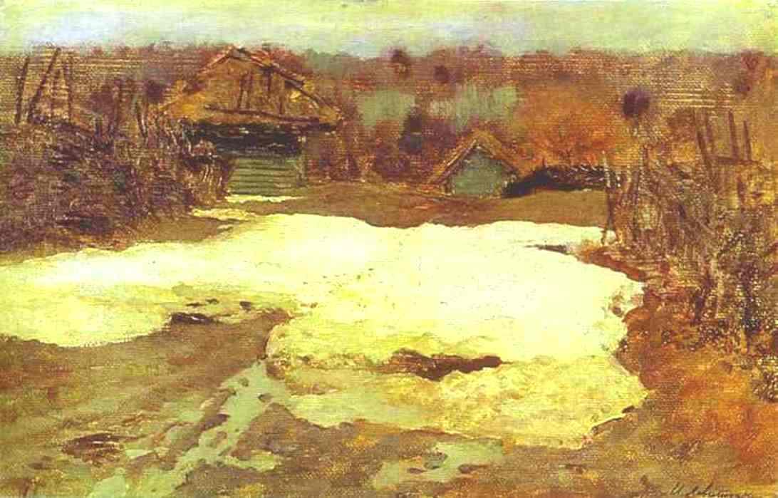 Wikioo.org - The Encyclopedia of Fine Arts - Painting, Artwork by Isaak Ilyich Levitan - The Last Snow. Savvina Sloboda. Study
