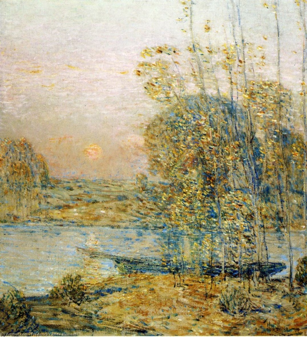 Wikioo.org – L'Encyclopédie des Beaux Arts - Peinture, Oeuvre de Frederick Childe Hassam - fin l'après midi aussi de  connue  que  Coucher du soleil