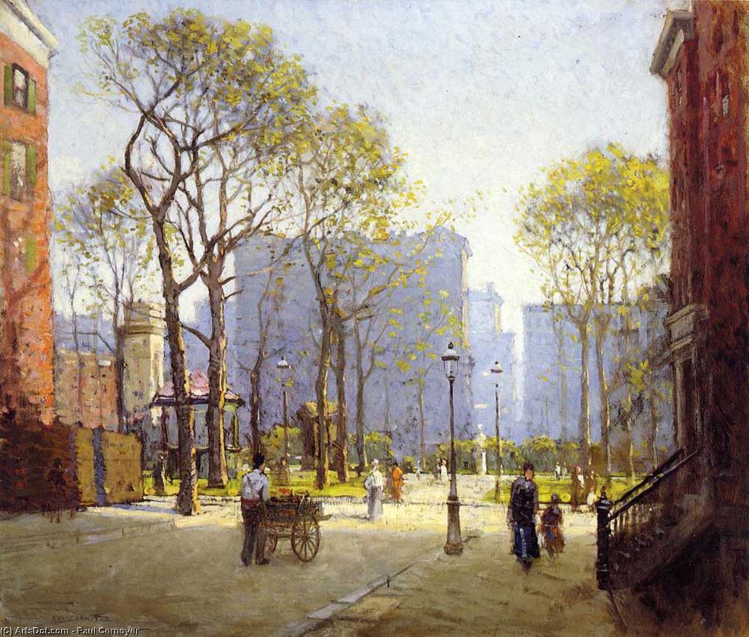 Wikioo.org - The Encyclopedia of Fine Arts - Painting, Artwork by Paul Cornoyer - Late Afternoon, Washington Square