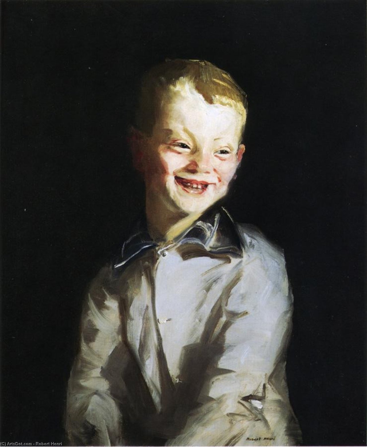 Wikioo.org - The Encyclopedia of Fine Arts - Painting, Artwork by Robert Henri - The Laughing Boy (also known as Jobie)