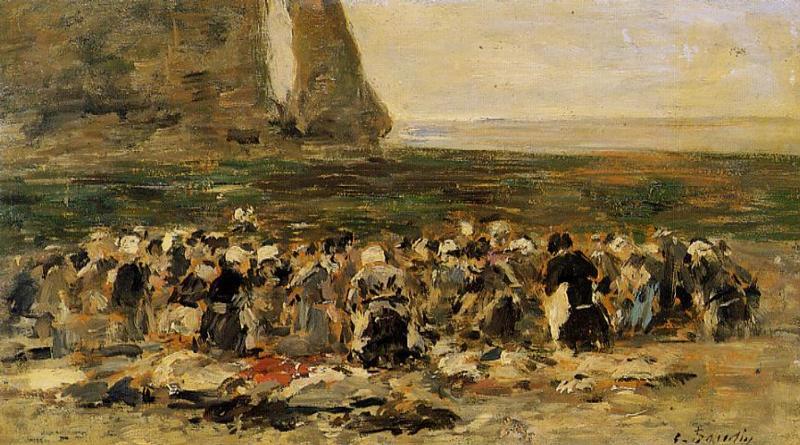 Wikioo.org - The Encyclopedia of Fine Arts - Painting, Artwork by Eugène Louis Boudin - Laundresses at Etretat