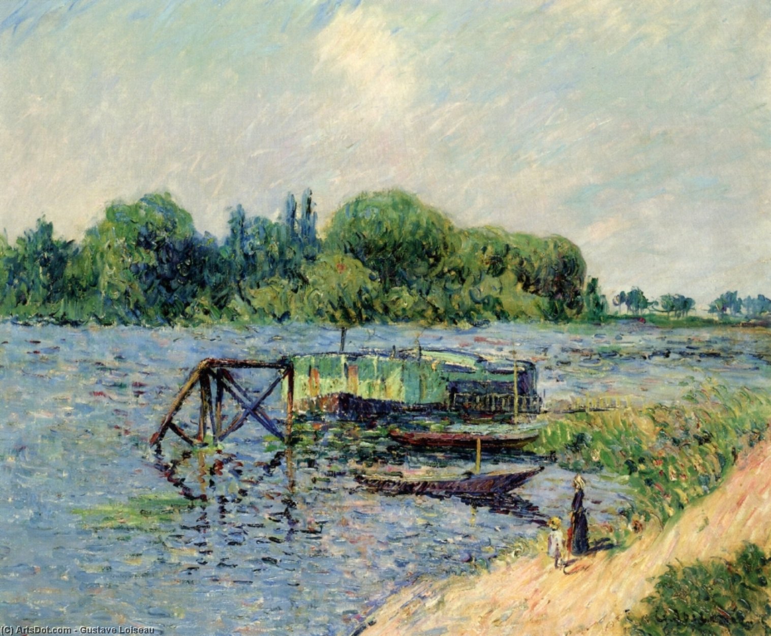 WikiOO.org - دایره المعارف هنرهای زیبا - نقاشی، آثار هنری Gustave Loiseau - Laundry on the Seine at Herblay