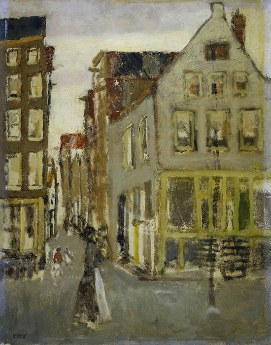 Wikioo.org - The Encyclopedia of Fine Arts - Painting, Artwork by George Hendrik Breitner - The Lauriergracht at the Tweede Laurierdwarsstraat