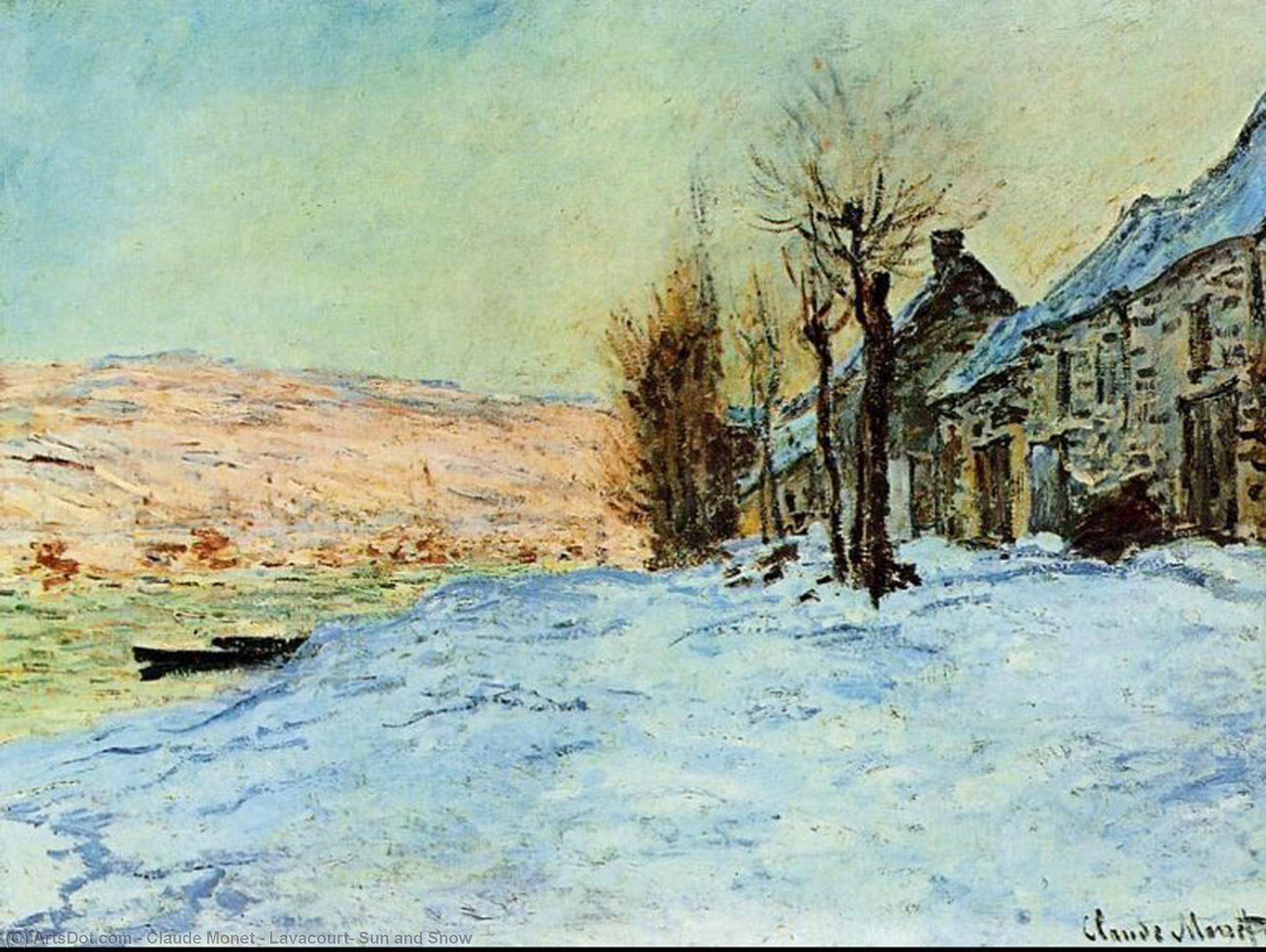 Wikioo.org – L'Encyclopédie des Beaux Arts - Peinture, Oeuvre de Claude Monet - Lavacourt , dim et neige