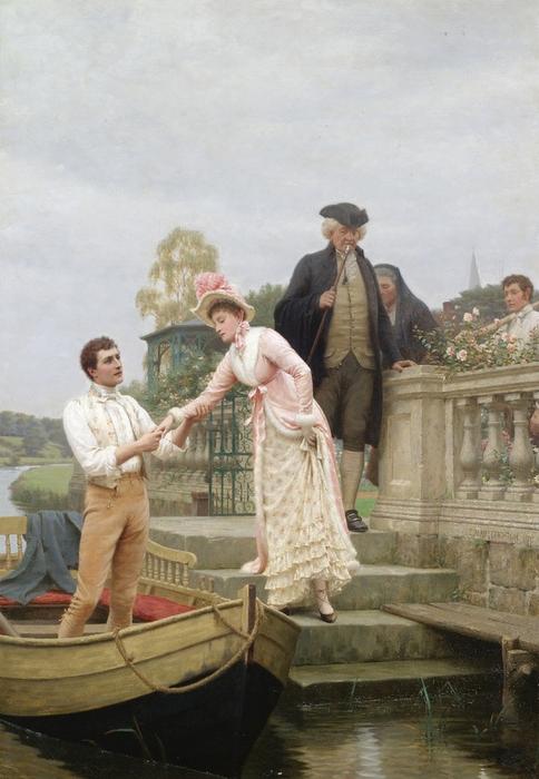 WikiOO.org - אנציקלופדיה לאמנויות יפות - ציור, יצירות אמנות Edmund Blair Leighton - Lay Thy Sweet Hand in Mine and Trust in Me