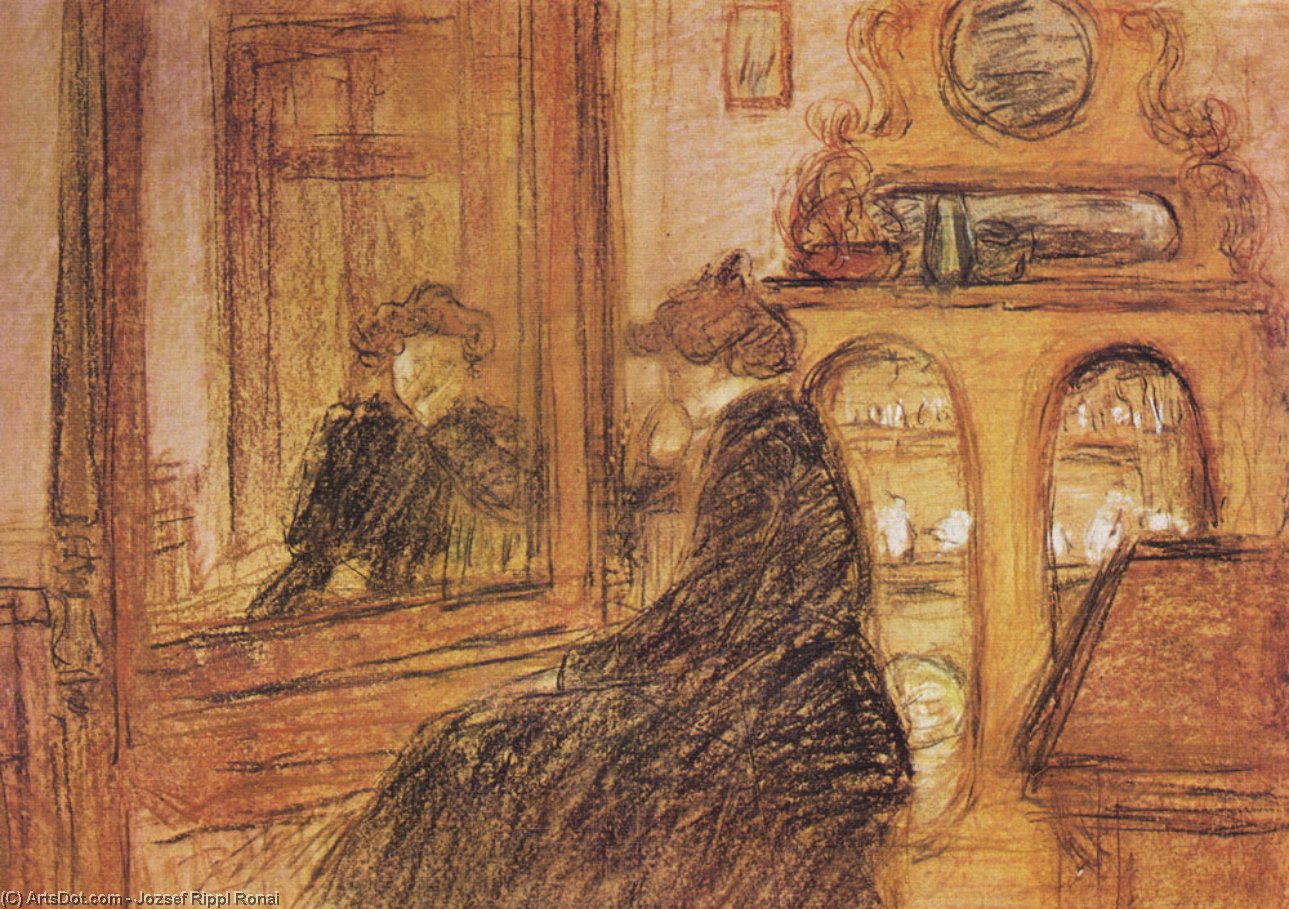 Wikioo.org - The Encyclopedia of Fine Arts - Painting, Artwork by Jozsef Rippl Ronai - Lazarine before the Mirror