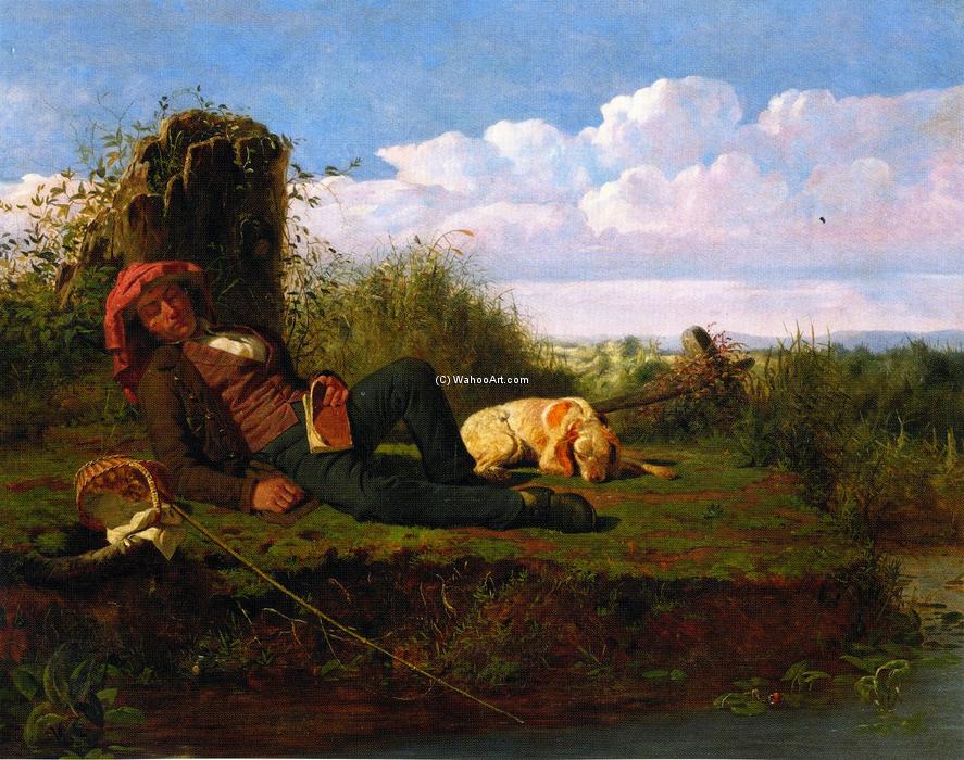 WikiOO.org - Encyclopedia of Fine Arts - Maľba, Artwork William Tylee Ranney - The Lazy Fisherman
