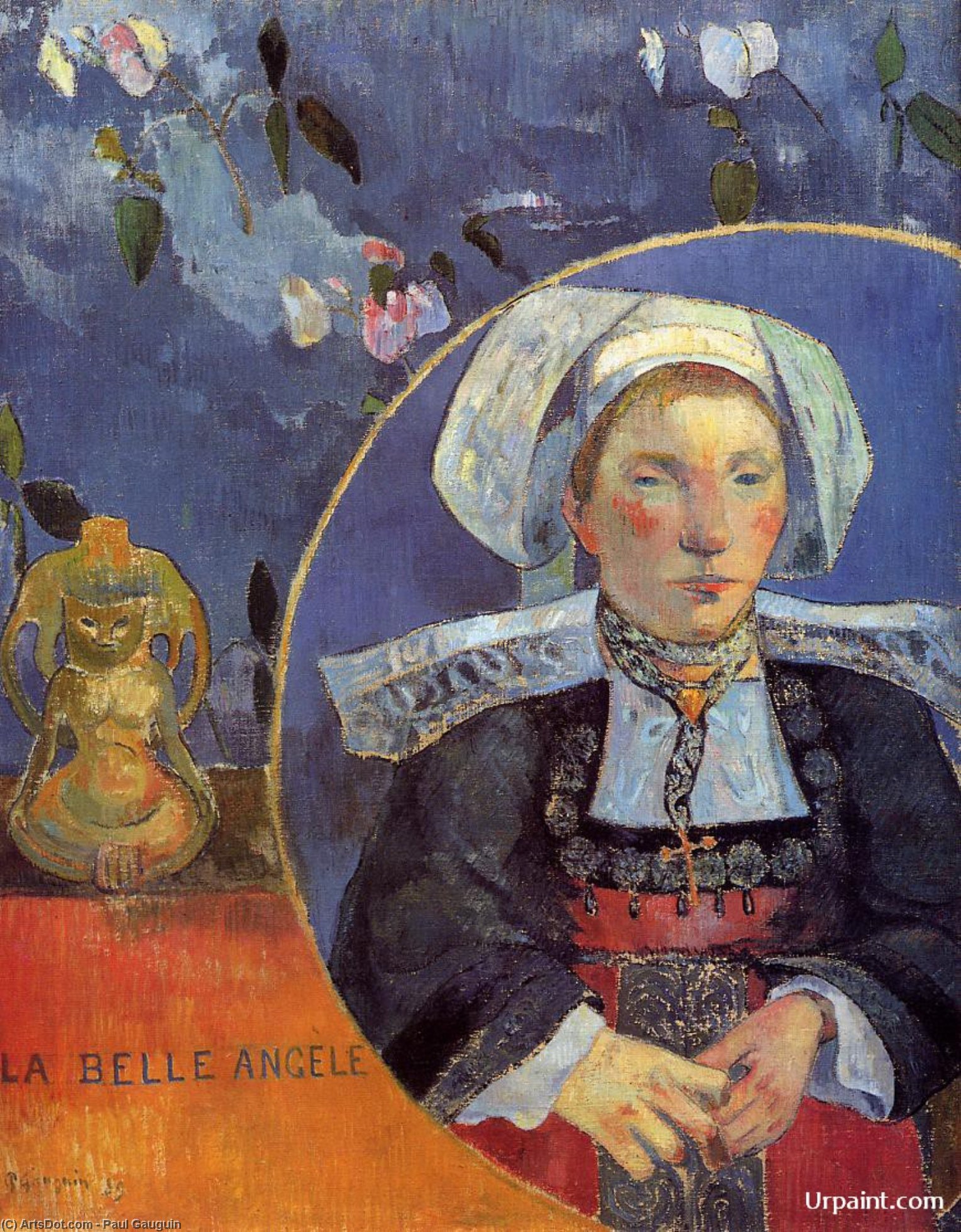 Wikioo.org - The Encyclopedia of Fine Arts - Painting, Artwork by Paul Gauguin - La Belle Angele (also known as Madame Angele Satre, the Inkeeper at Pont-Aven)