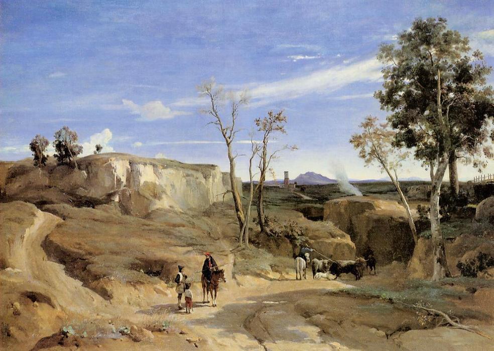 Wikioo.org - The Encyclopedia of Fine Arts - Painting, Artwork by Jean Baptiste Camille Corot - La Cervara, the Roman Countryside