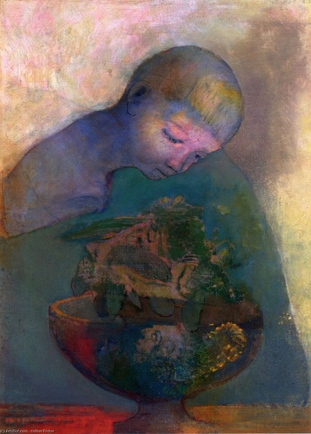 Wikioo.org - The Encyclopedia of Fine Arts - Painting, Artwork by Odilon Redon - La Coupe du Devenir (also known as L'Enfant Ã la Coupe)