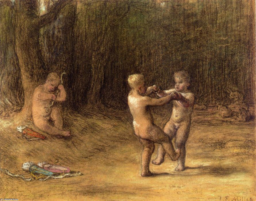 Wikioo.org – La Enciclopedia de las Bellas Artes - Pintura, Obras de arte de Jean-François Millet - La danse des amours