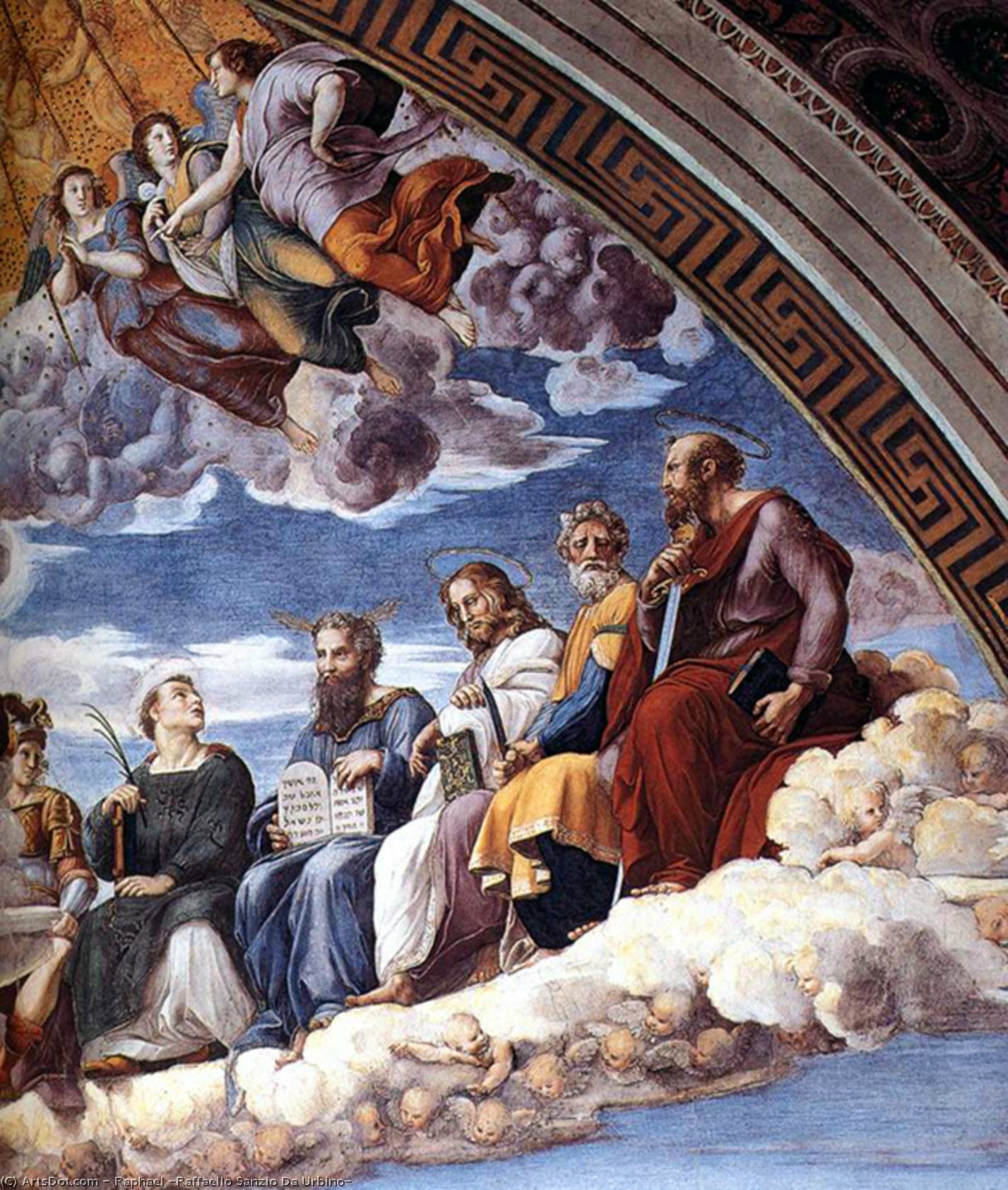 Wikioo.org - Bách khoa toàn thư về mỹ thuật - Vẽ tranh, Tác phẩm nghệ thuật Raphael (Raffaello Sanzio Da Urbino) - La Disputa (detail 10) (Stanza della Segnatura)