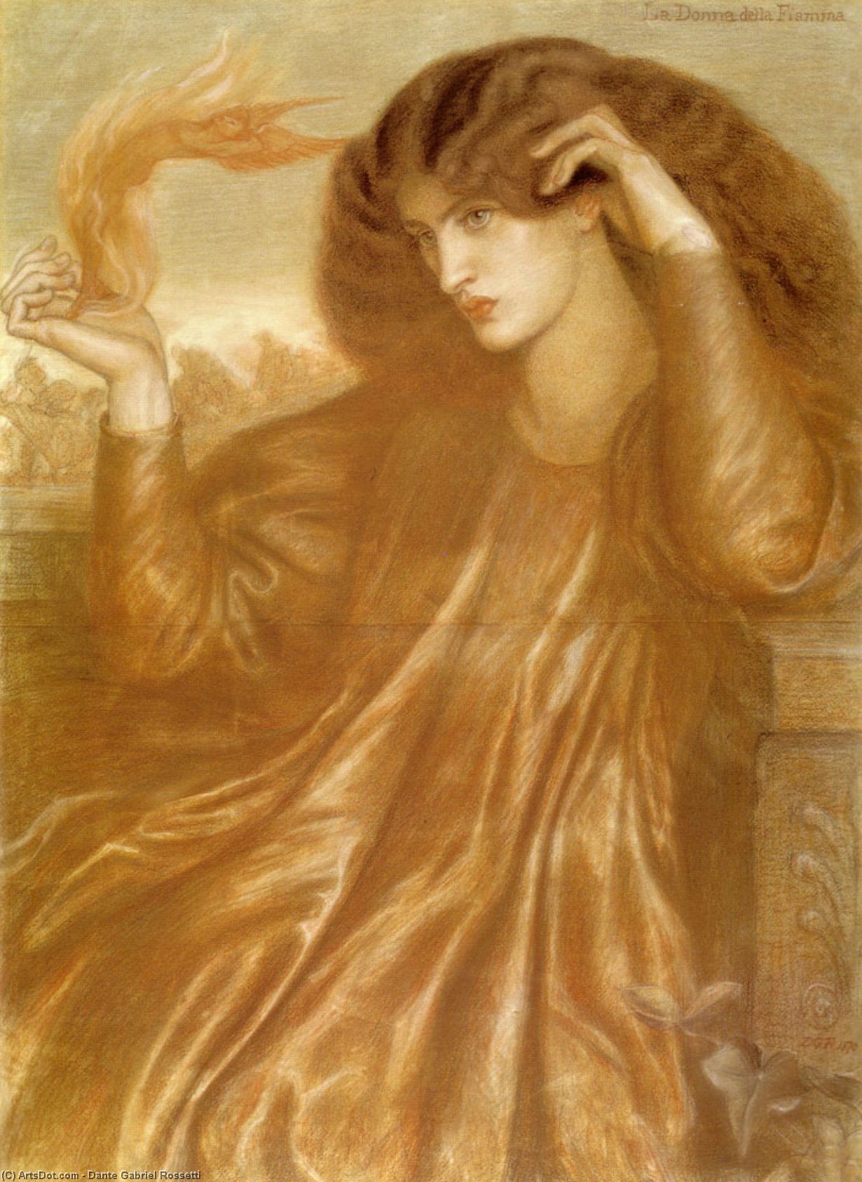 WikiOO.org - Енциклопедия за изящни изкуства - Живопис, Произведения на изкуството Dante Gabriel Rossetti - La Donna della Fiama