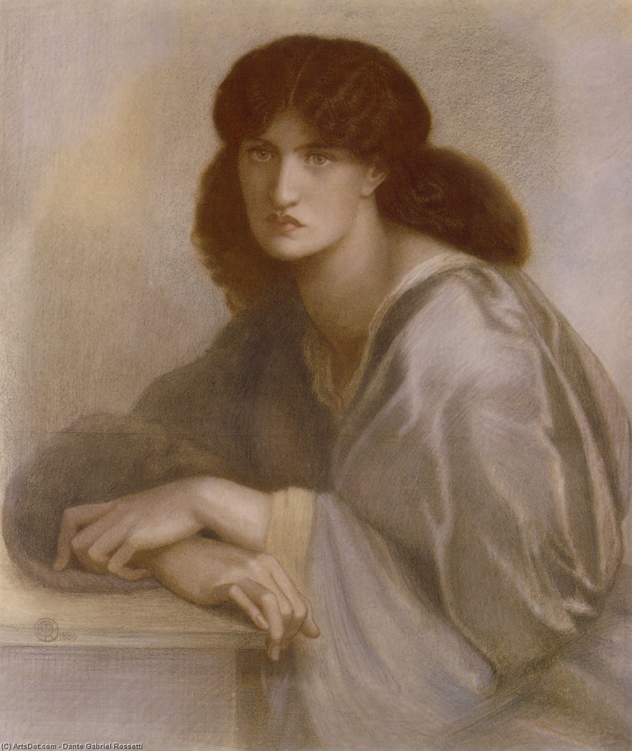 WikiOO.org - Güzel Sanatlar Ansiklopedisi - Resim, Resimler Dante Gabriel Rossetti - La Donna della Finestra (also known as Jane Morris)