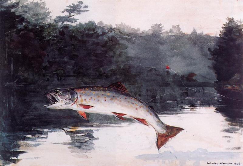 WikiOO.org - دایره المعارف هنرهای زیبا - نقاشی، آثار هنری Winslow Homer - Leaping Trout