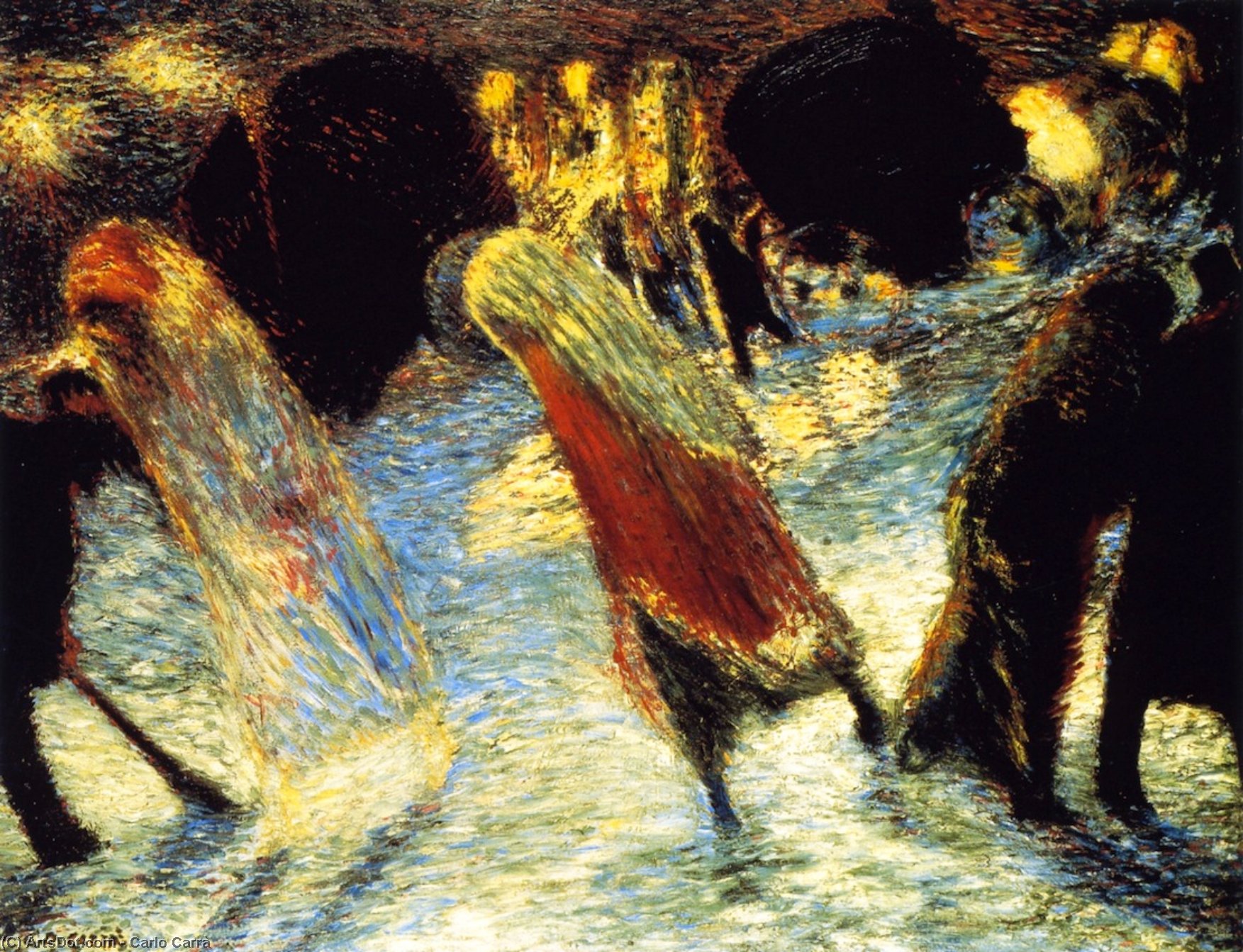 WikiOO.org - Encyclopedia of Fine Arts - Maľba, Artwork Carlo Carrà - Leaving the Theater