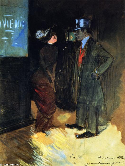 Wikioo.org - The Encyclopedia of Fine Arts - Painting, Artwork by Jean Louis Forain - Leaving the Theater, Night-Time Scene