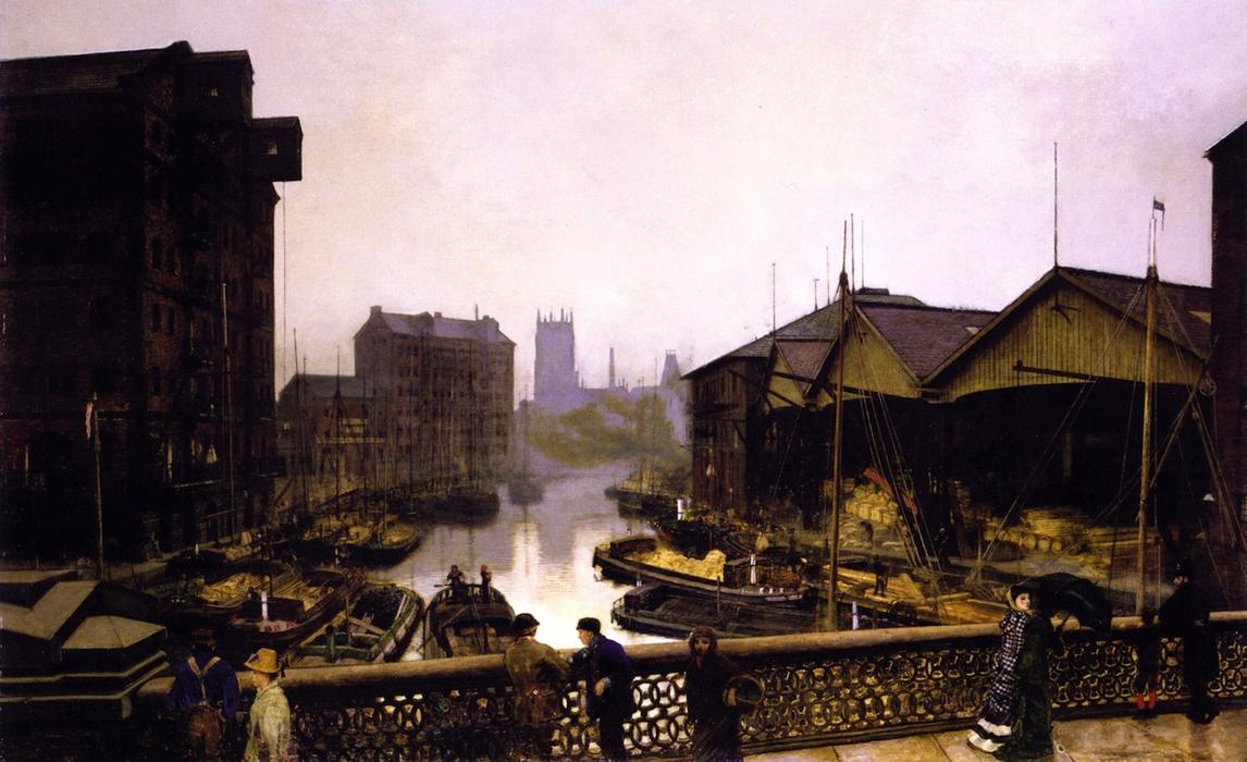 Wikioo.org - The Encyclopedia of Fine Arts - Painting, Artwork by John Atkinson Grimshaw - Leeds Bridge