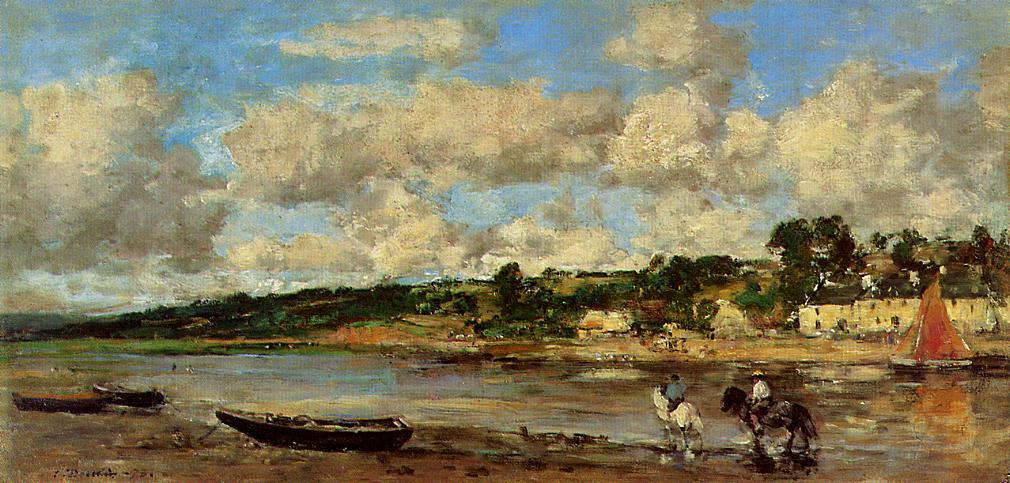 Wikioo.org - สารานุกรมวิจิตรศิลป์ - จิตรกรรม Eugène Louis Boudin - Le Faou, Banks of the River