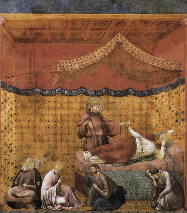 Wikioo.org - Bách khoa toàn thư về mỹ thuật - Vẽ tranh, Tác phẩm nghệ thuật Giotto Di Bondone - Legend of St Francis: 25. Dream of St Gregory (Upper Church, San Francesco, Assisi)
