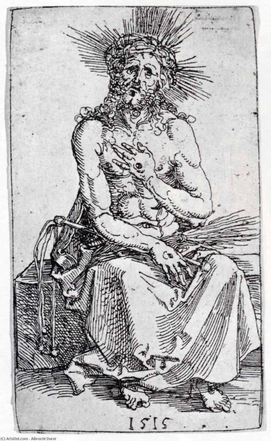WikiOO.org - Encyclopedia of Fine Arts - Maľba, Artwork Albrecht Durer - Man of Sorrows, Seated