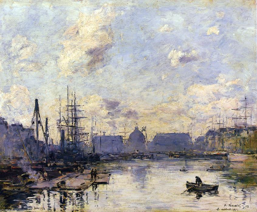 Wikioo.org - The Encyclopedia of Fine Arts - Painting, Artwork by Eugène Louis Boudin - Le Havre, le Bassin du Commerce