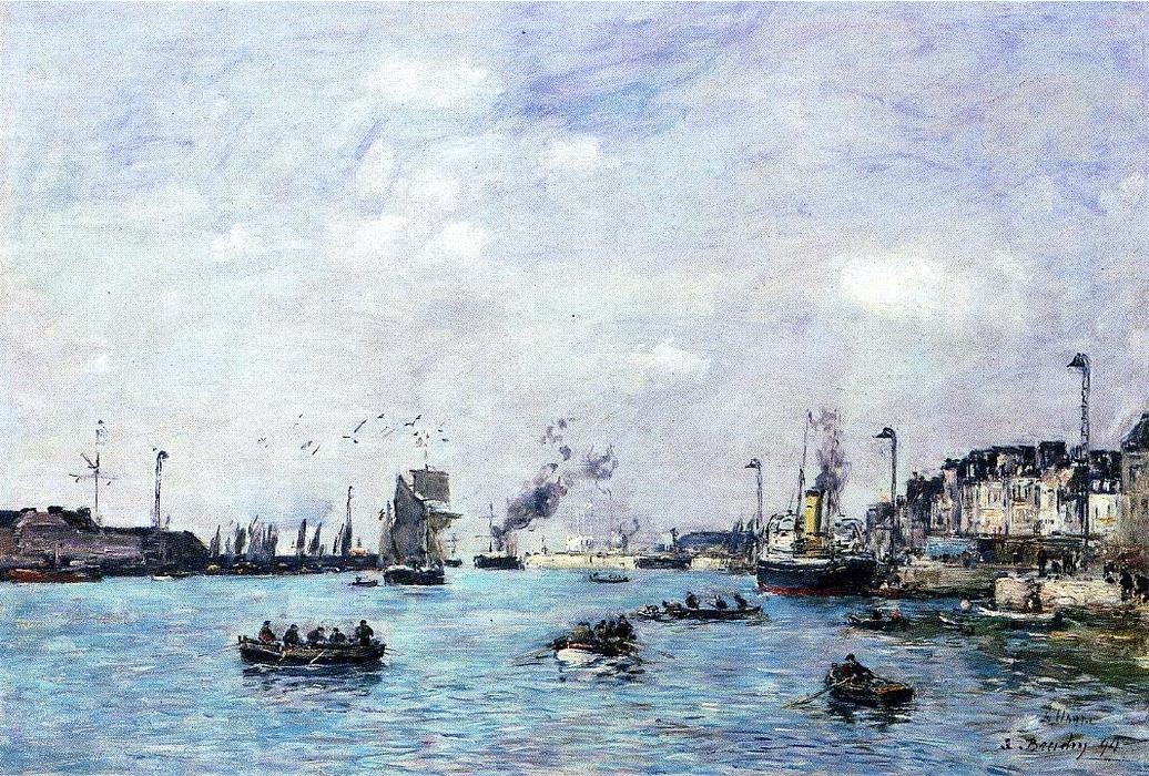 Wikioo.org - สารานุกรมวิจิตรศิลป์ - จิตรกรรม Eugène Louis Boudin - Le Havre, The Outer Harbor