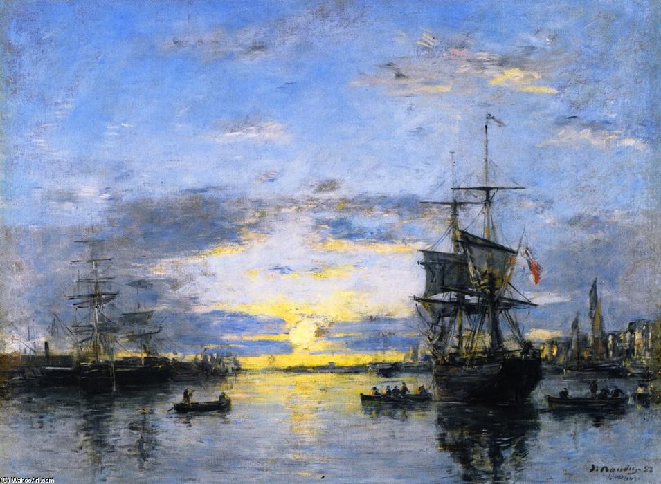 Wikioo.org - The Encyclopedia of Fine Arts - Painting, Artwork by Eugène Louis Boudin - Le Havre, The Outer Harbor at Sunset