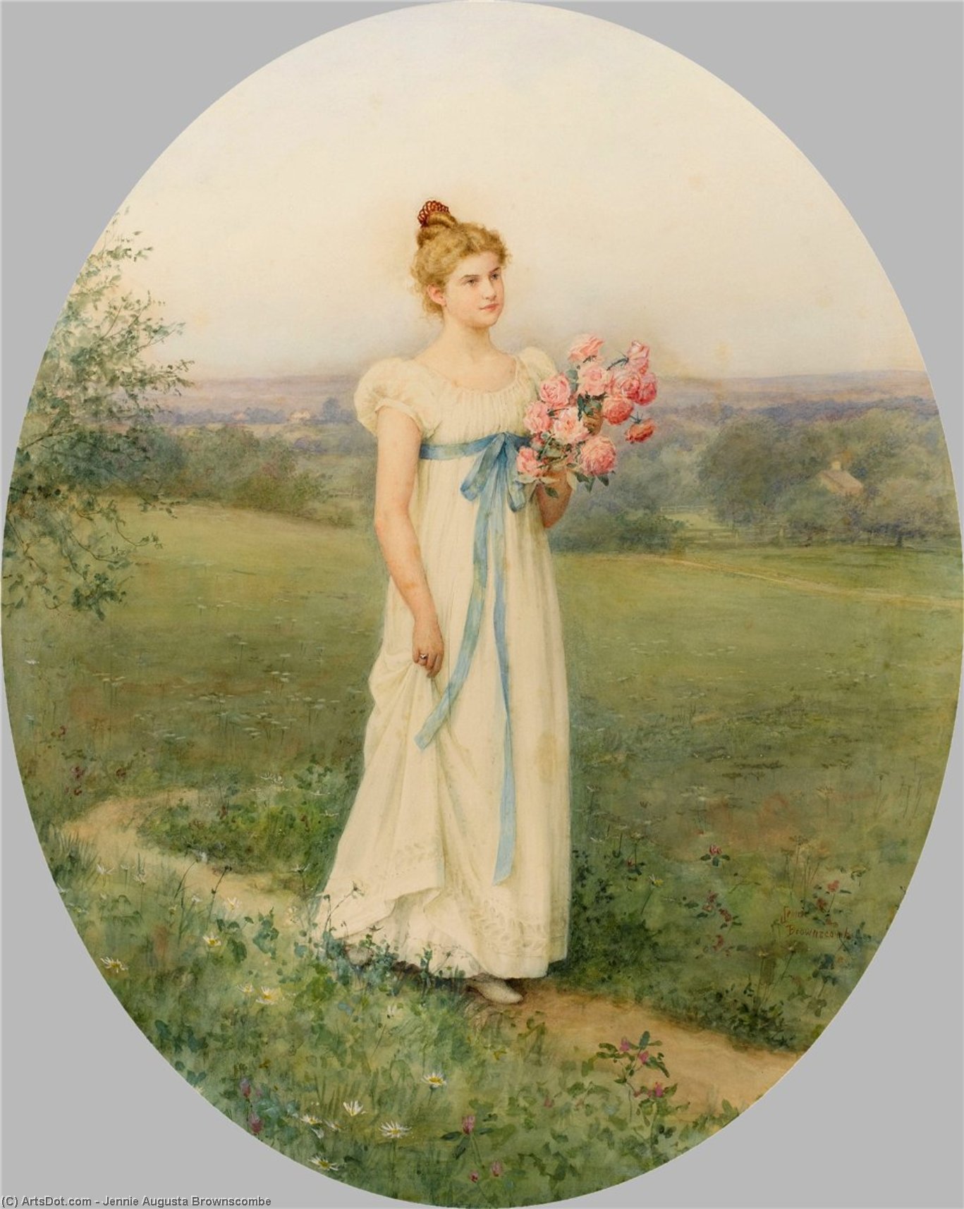 Wikioo.org - The Encyclopedia of Fine Arts - Painting, Artwork by Jennie Augusta Brownscombe - A leisurely summer day