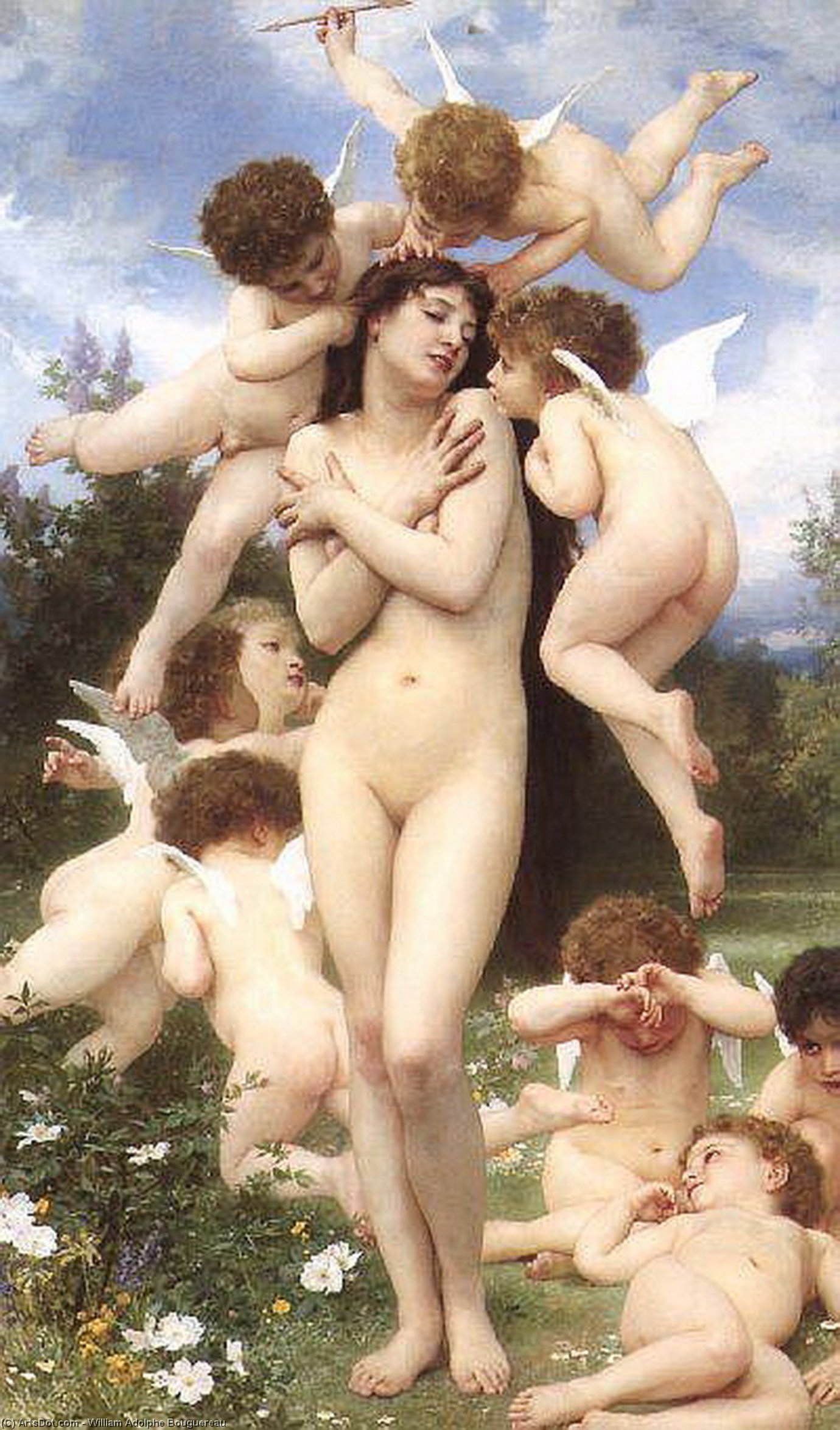Wikioo.org - The Encyclopedia of Fine Arts - Painting, Artwork by William Adolphe Bouguereau - Le Printemps (also known as The Return of Spring)