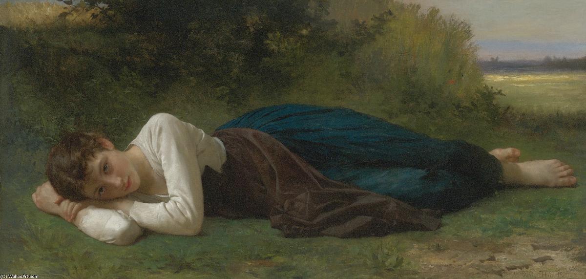 Wikioo.org - The Encyclopedia of Fine Arts - Painting, Artwork by William Adolphe Bouguereau - Le repos (also known as Jeune fille couchée)
